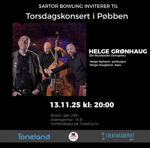 Event image Torsdagskonsert med Helge Grønhaug i Pøbben på Sartor Bowling