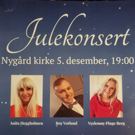 Event image Julekonsert i Nygård kirke med Anita Heggholmen, Roy Vorland og Veslemøy Fluge Berg