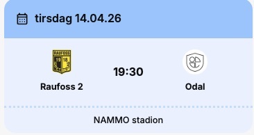 Event image Raufoss 2 - Odal 4.div menn 