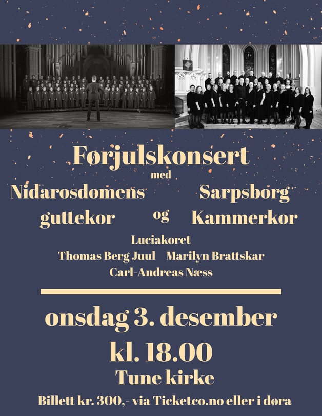 Event image Førjulskonsert med Nidarosdomens Guttekor, Sarpsborg Kammerkor og Luciakoret i Sarpsborg