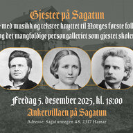 Event image "Gjester på Sagatun". En collage med musikk og tekster fra Norges første folkehøgskole