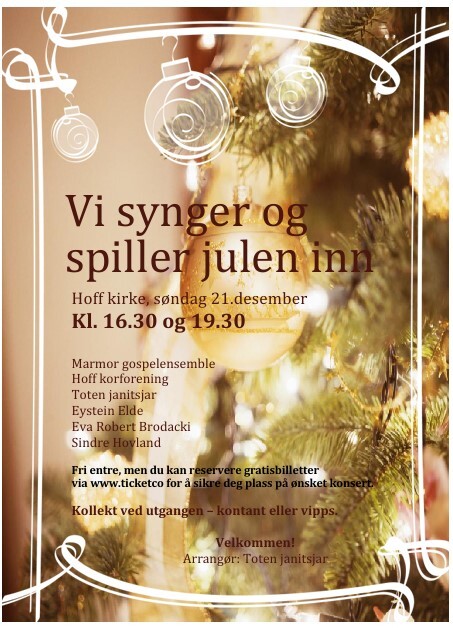Event image Vi synger og spiller jula inn i Hoff kirke 21.desember kl 16:30