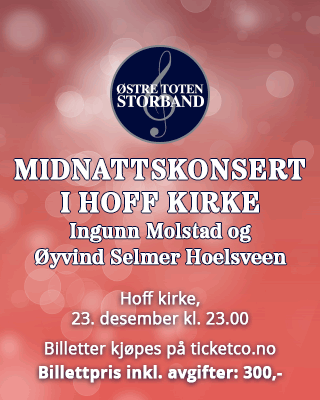 Event image Midnattskonsert Østre Toten Storband Med Øyvind Selmer Hoelsveen og Ingunn Molstad 