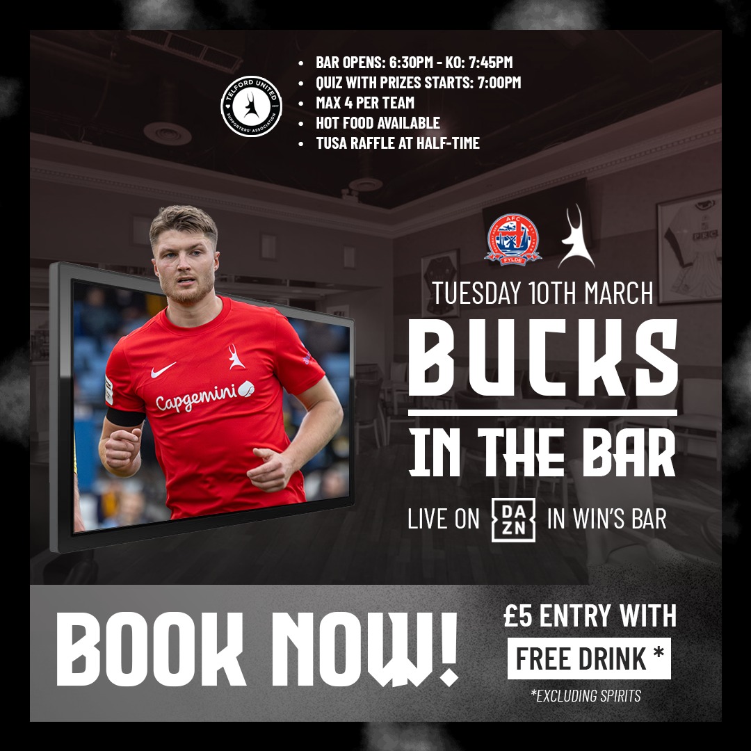 Event image 25.26 AFC Telford v AFC Fylde Live In Wins Bar