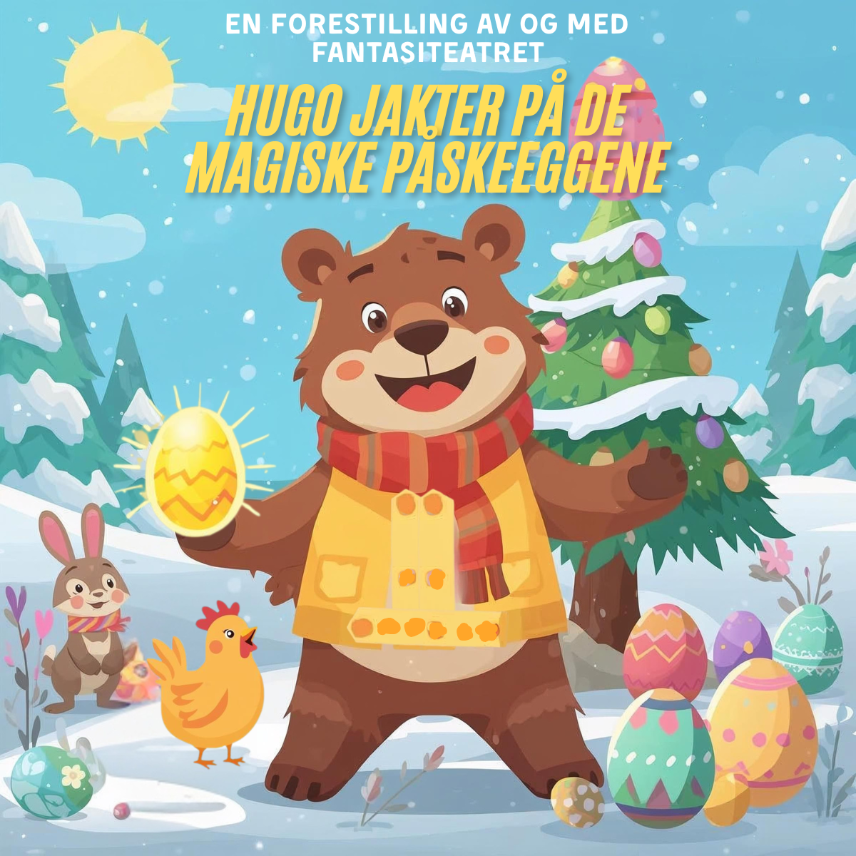 Event image Påskeforestilling - Hugo jakter på de magiske påskeeggene - Sagene Samfunnshus