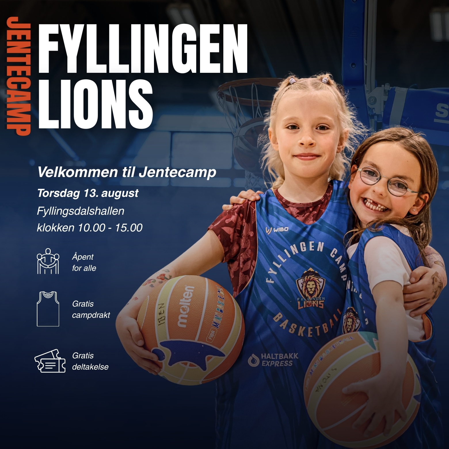 Event image Fyllingen Lions jentecamp torsdag 13.08.2026 - gratis og åpen for alle aldre