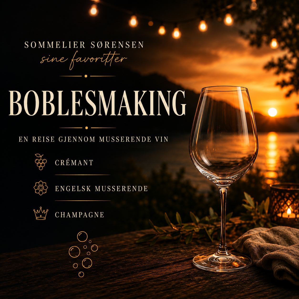 Event image Vinsmaking - Bobler - Sommelier Sørensens favoritter