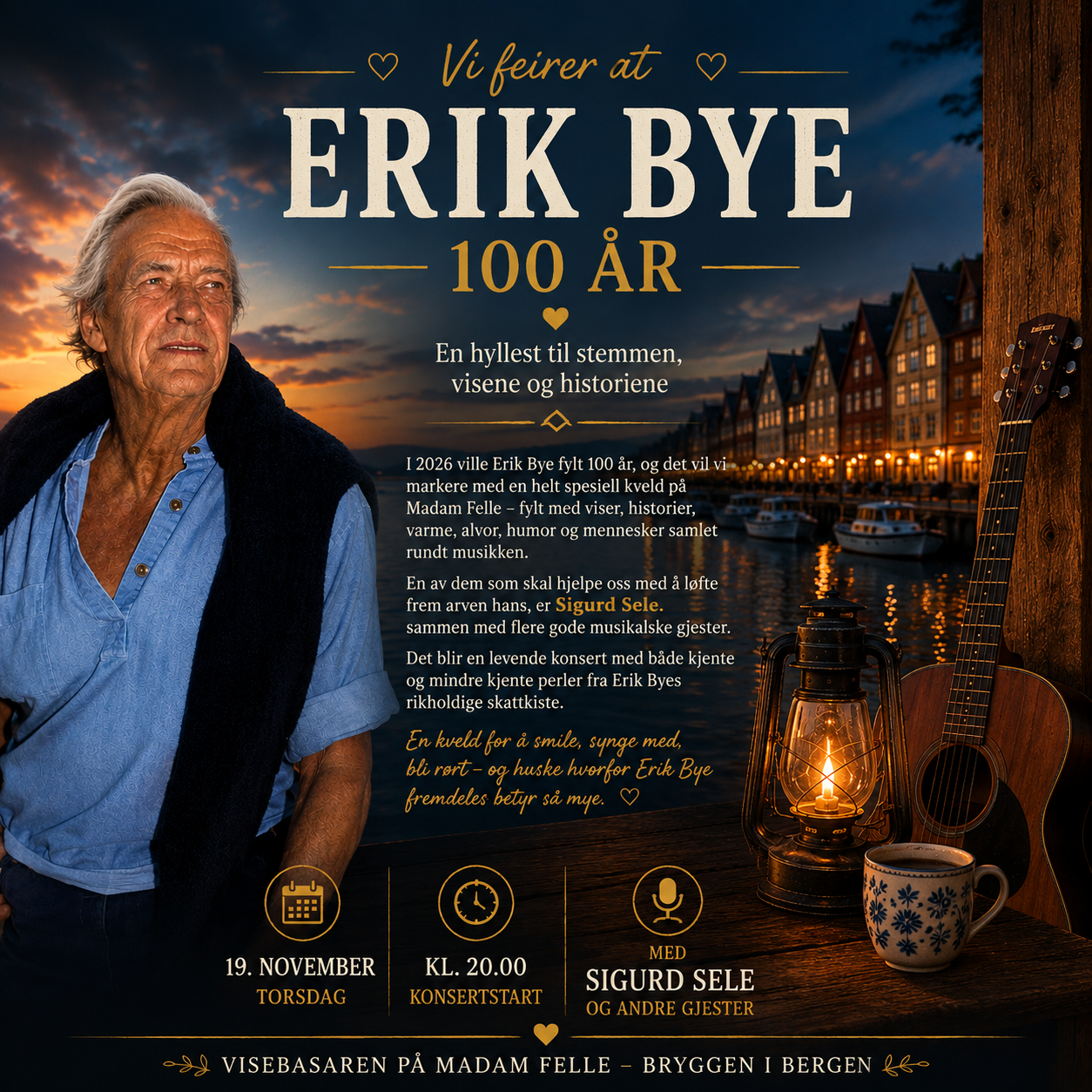 Event image Erik Bye 100 år – visene lever videre