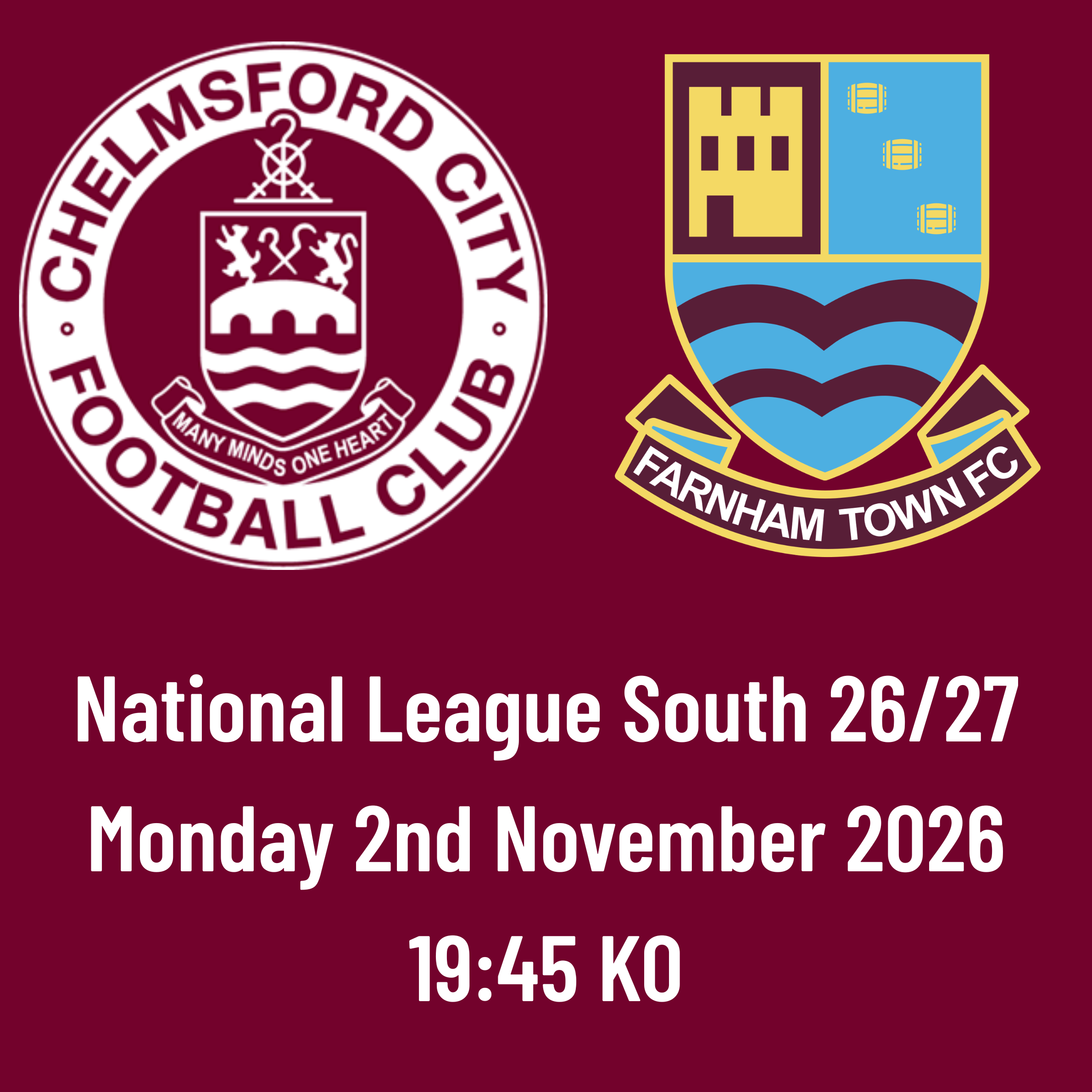 Event image REARRANGED - HOME FANS: CCFC vs Farnham Town