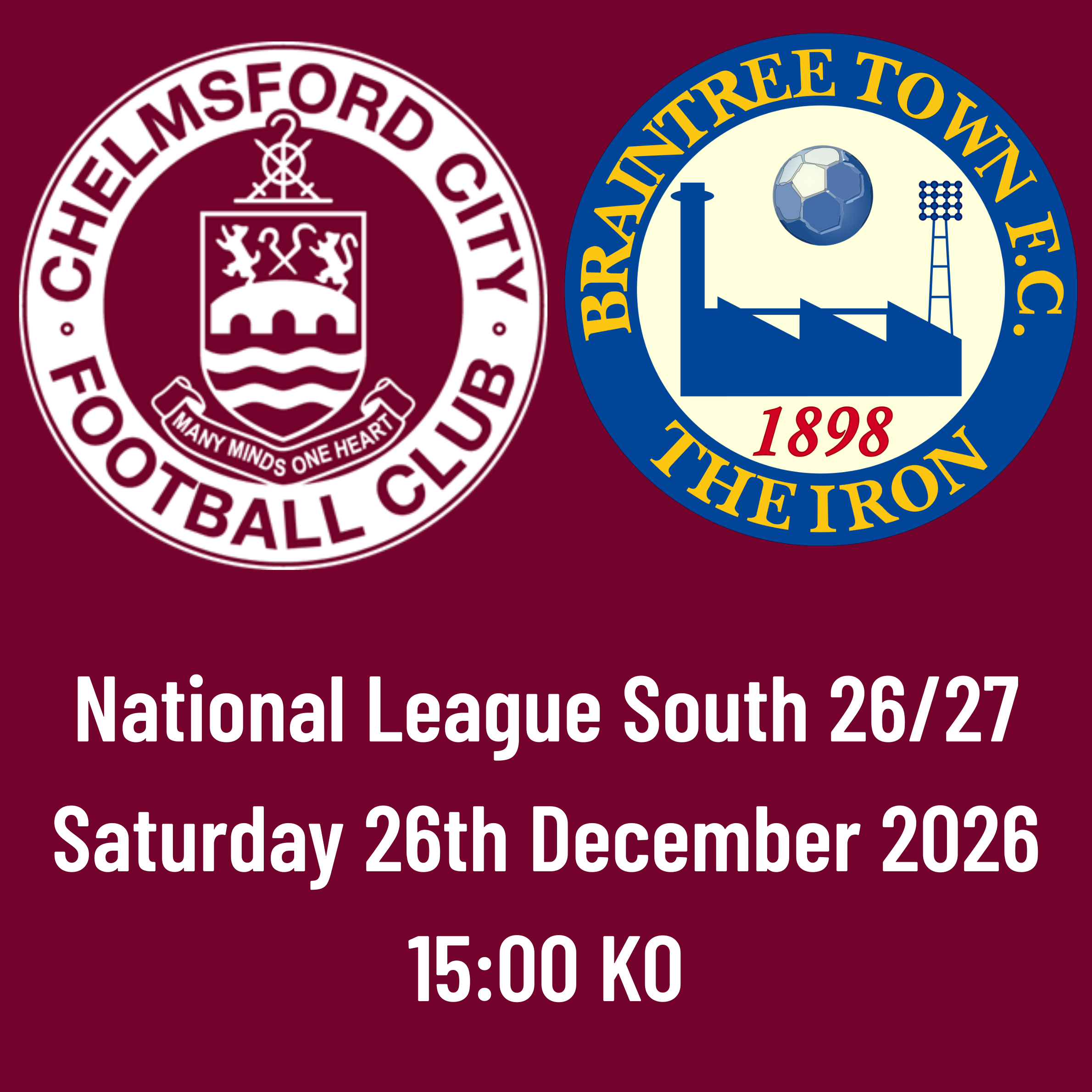 Event image HOME FANS: CCFC vs Braintree Town