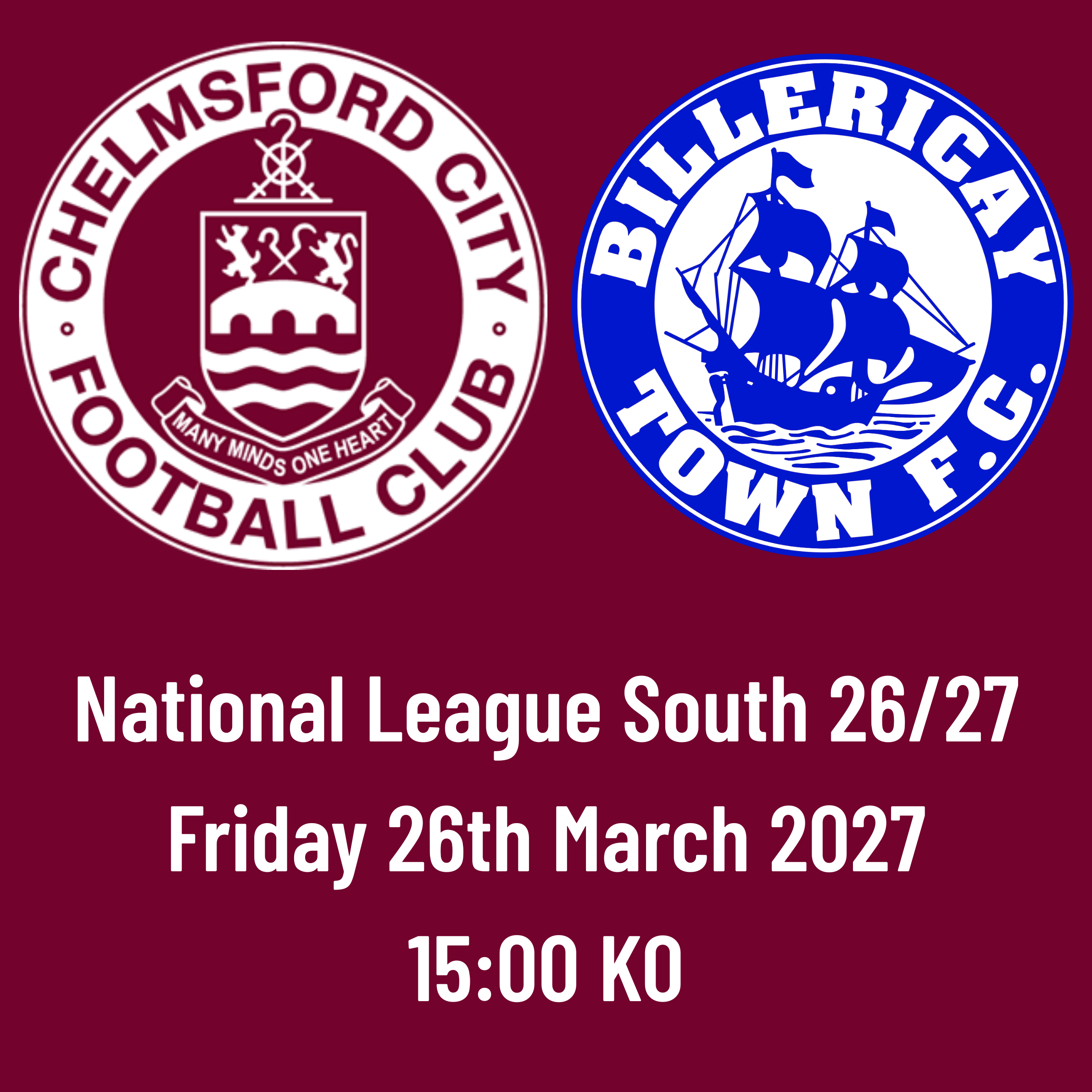 Event image HOME FANS: CCFC vs Billericay Town