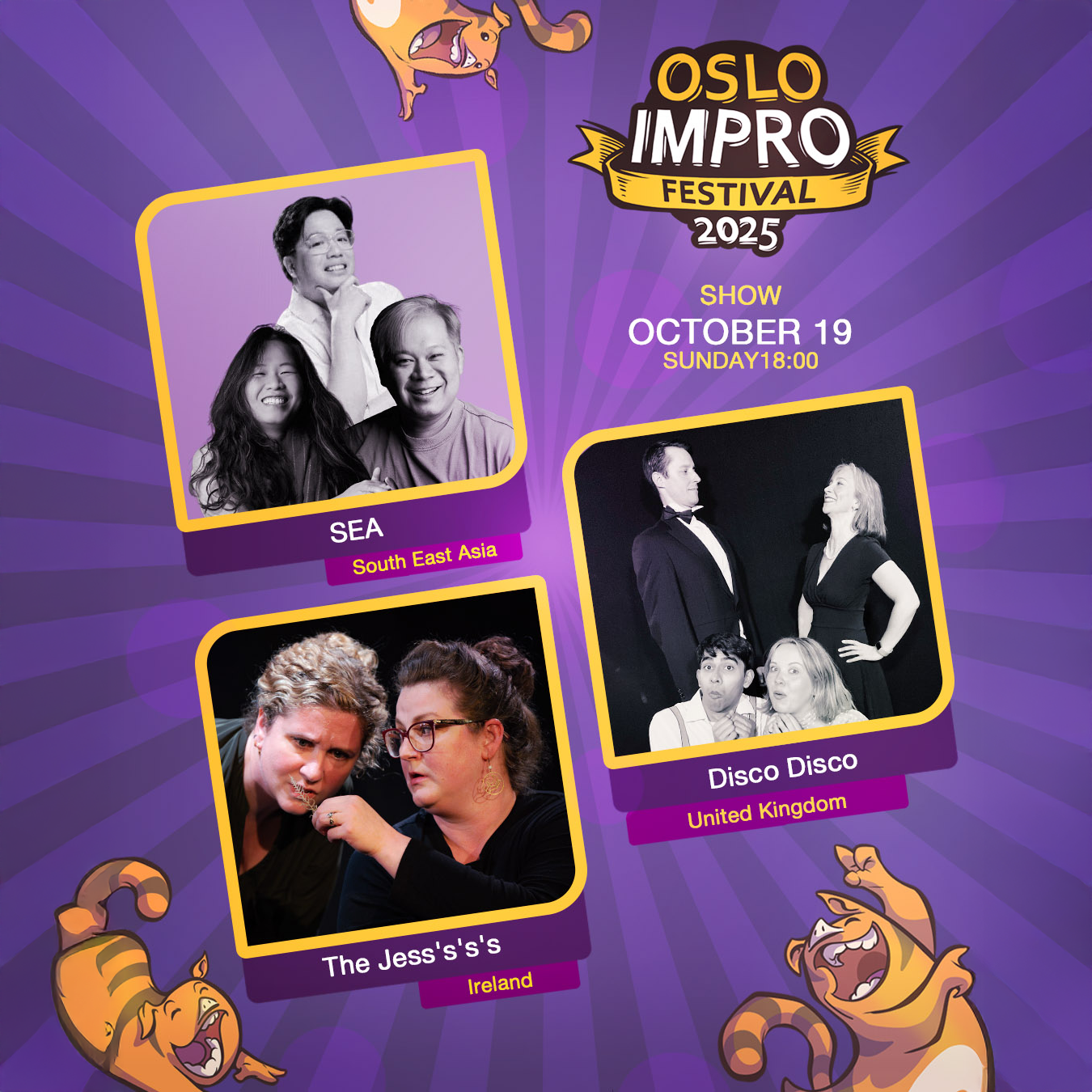 Event image Sunday 6 PM // SEA | The Jess's's's | Disco Disco | Oslo Impro Festival 2025