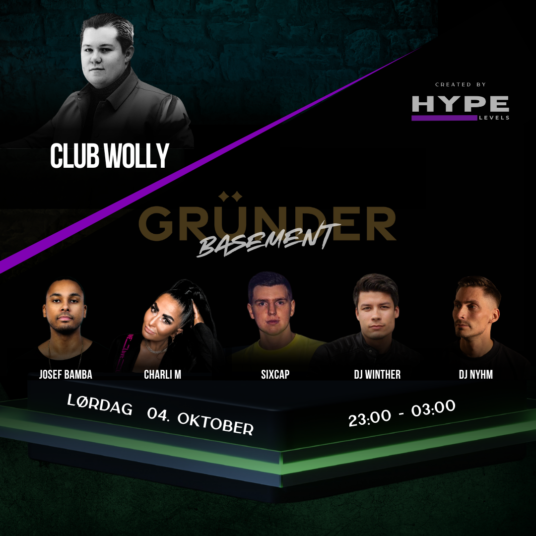 Event image GRÜNDER BASEMENT & CLUB WOLLY // Lørdag 04. Oktober kl. 23-03